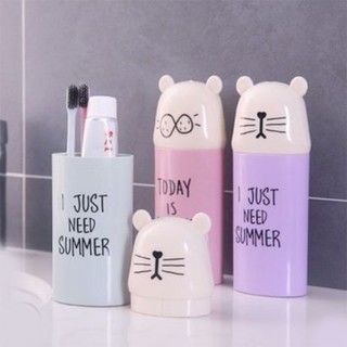 Hộp đựng bàn chải kem đánh răng dao cạo I just need summer hình con mèo dễ thương bằng nhựa nhỏ gọn đi du lịch tiện lợi