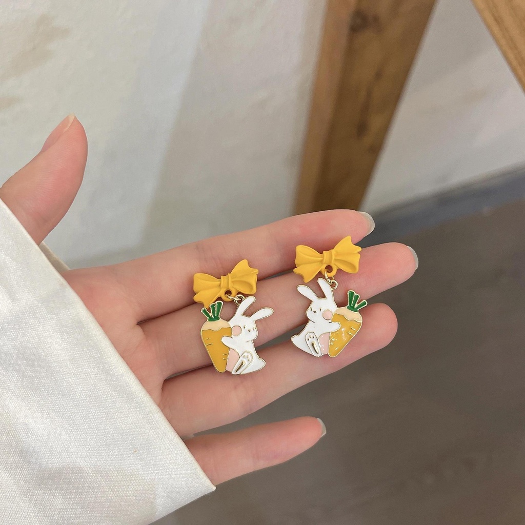 Khuyên Tai Nơ Vàng Cà Rốt Phong Cách Mới Mùa Hè