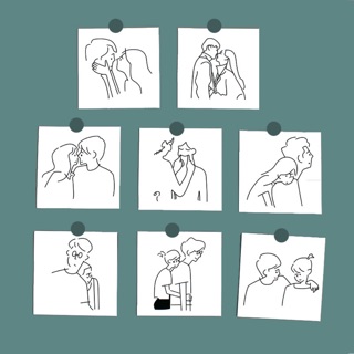 Set 8 tranh tình yêu cặp đôi dễ thương cute