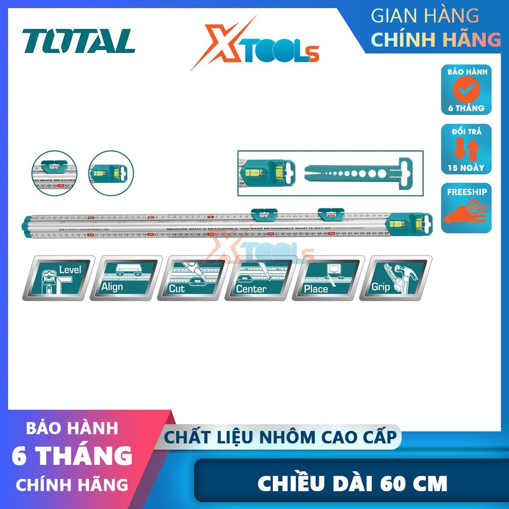 Thước cặp đo lường TOTAL TMT646003 chiều dài 60cm, thước nhôm 2 nút trượt dễ đọc, cấu trúc tam giác [CHÍNH HÃNG][XTOOLS]