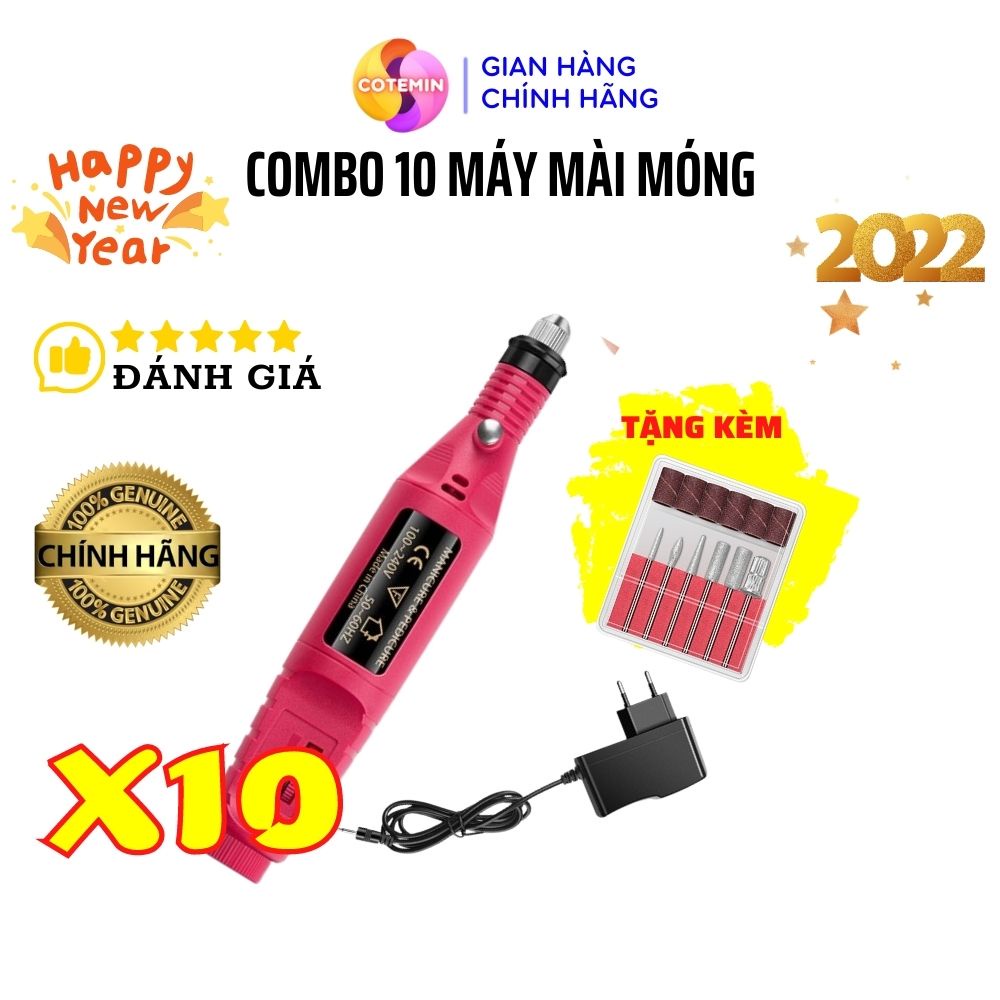 COMBO 10 Máy Mài Móng Tay Mini Cầm Tay Chính Hãng TẶNG KÈM 6 Đầu Mài COTEMIN