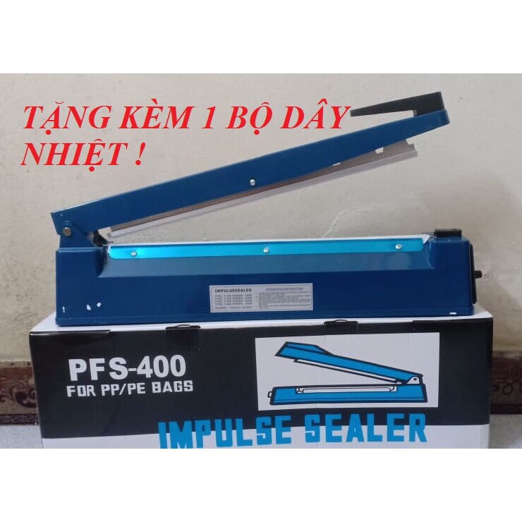 TẶNG KÈM 1 DÂY HÀN NHIỆT DỰ PHÒNG Thông số kỹ thuật của máy hàn miệng túi nilon PFS-400 vỏ nhựa:  -Model: PFS-400 - Nguồ