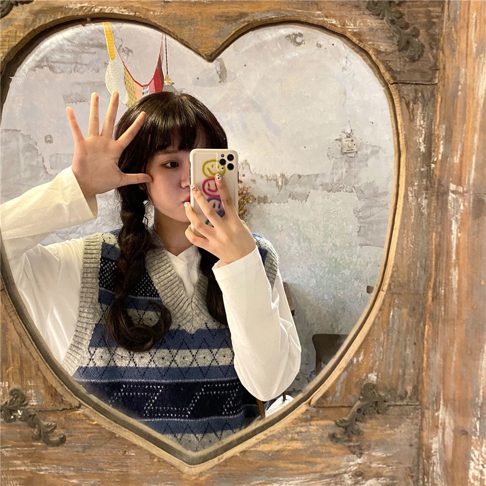 Áo thun dáng rộng/ Áo dệt kim không tay phong cách thời trang Hàn Quốc