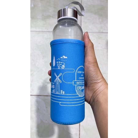 Chai Thuỷ Tinh Có Dây Đựng Nước 500ml Có Bọc Chông Rơi Vỡ