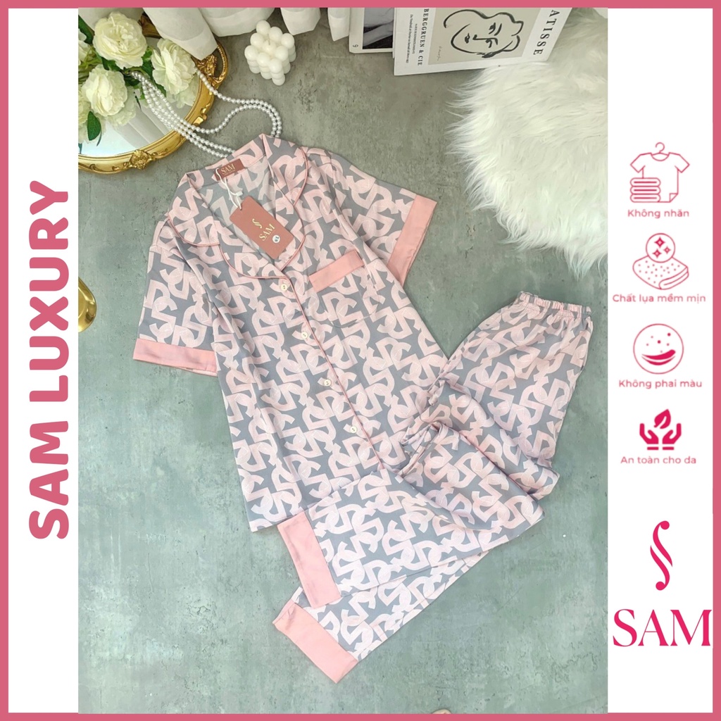 Bộ pyjama lụa Sam Luxury tay ngắn quần dài chất liệu lụa mềm mịn cao cấp