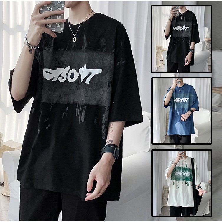 Áo Thun Nam Tay Lỡ Cổ Tròn Loang Sơn In Chữ SOVT Phong Cách Trẻ Trung Thời Trang Zenkonu TOP NAM 1000148V1