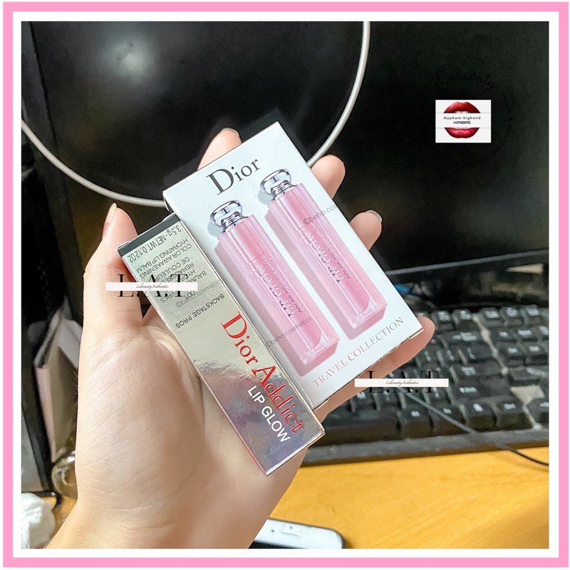 Set son dưỡng dior lip grow sẵn màu 001, 004 ( 3,5g)