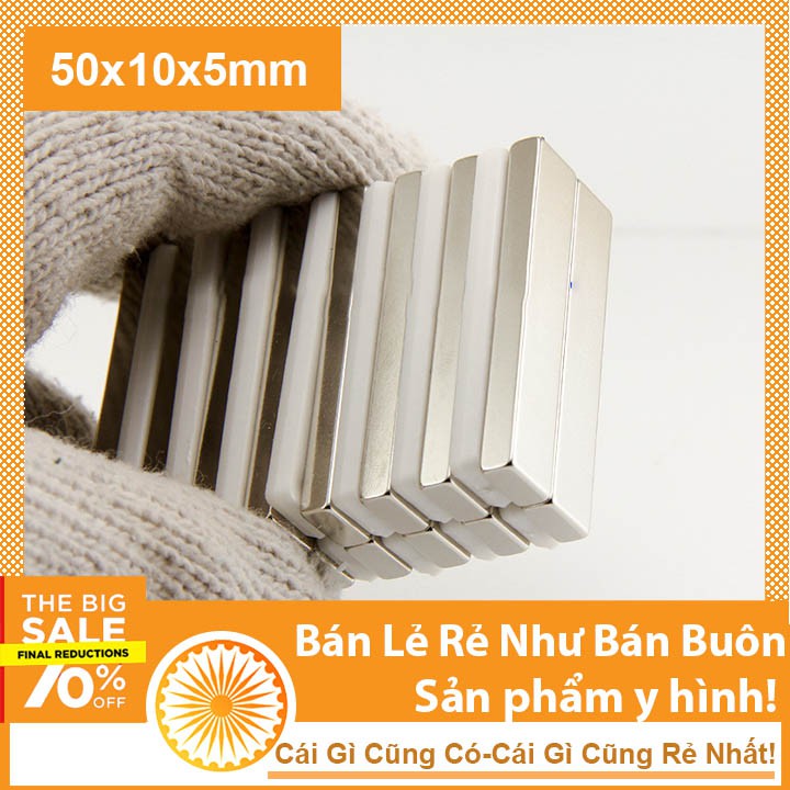 Nam châm chữ nhật 50x10x5mm loại nam châm đất hiếm