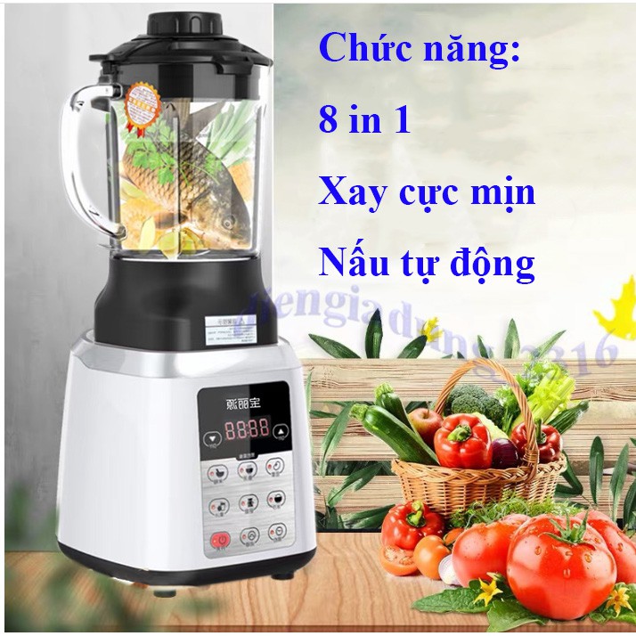 Máy làm sữa hạt, xay sinh tố, thịt, bơ, đá lạnh, tích hợp nấu tự động