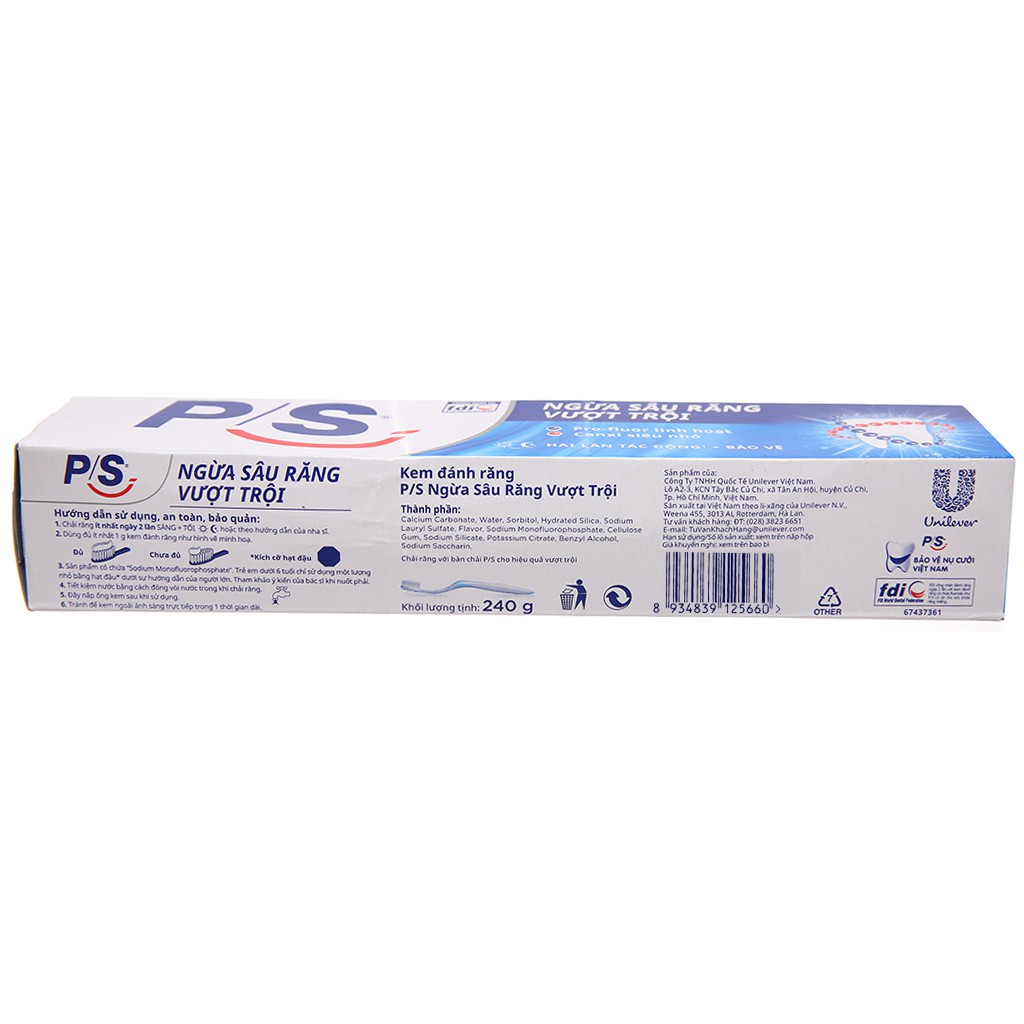 Kem đánh răng P/S(180g/ tuýp than hoạt tính ,Ps ngừa Sâu Răng Vượt Trội,Ps trà xanh