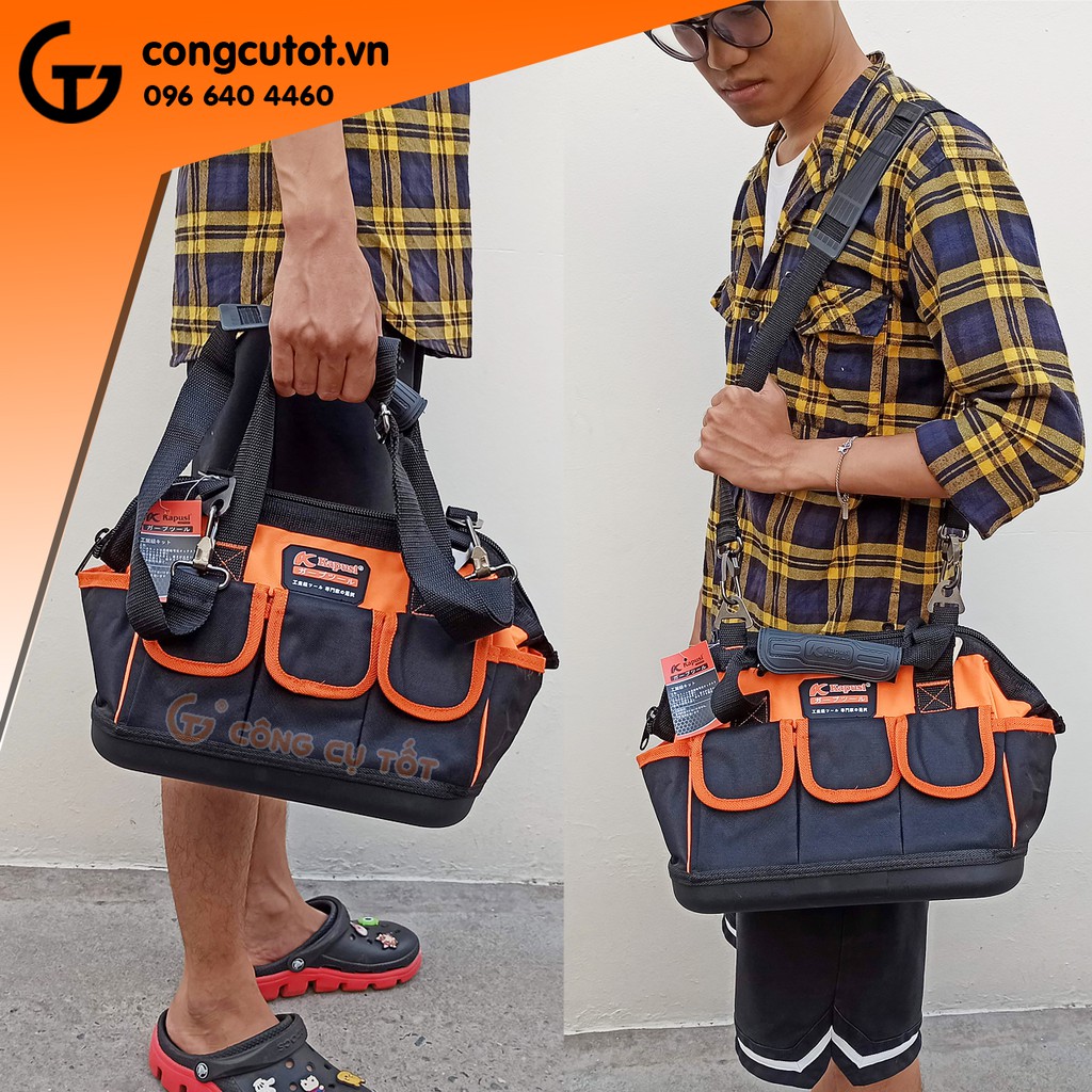 Túi đồ nghề Kapusi vải dù đáy nhựa cứng Nhật Bản