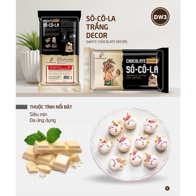 Socola combound Đen 1kg Trắng 1kg Trang Trí Làm Bánh Decor VNChocolat