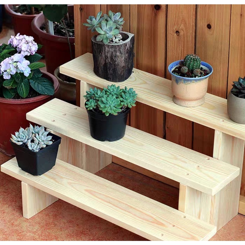 Bộ 3 Kệ Để Chậu Hoa Cây Cảnh Gỗ Thông Nhập Khẩu
