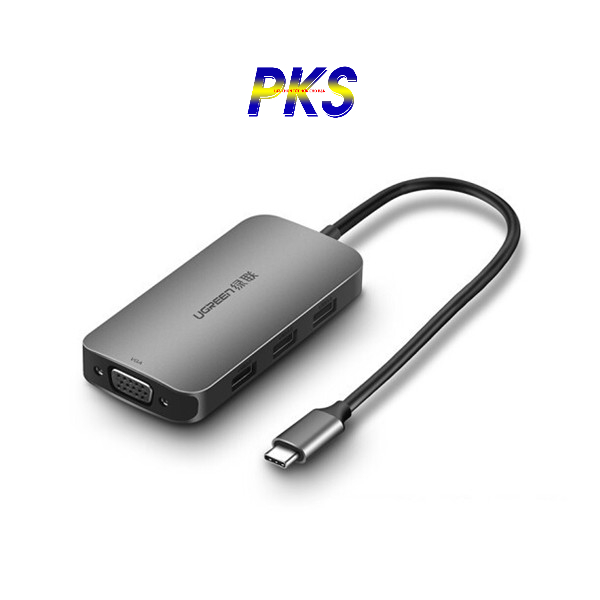 Cáp USB Type C to VGA, Hub USB 3.0 cao cấp Ugreen 50210 - Hàng chính hãng