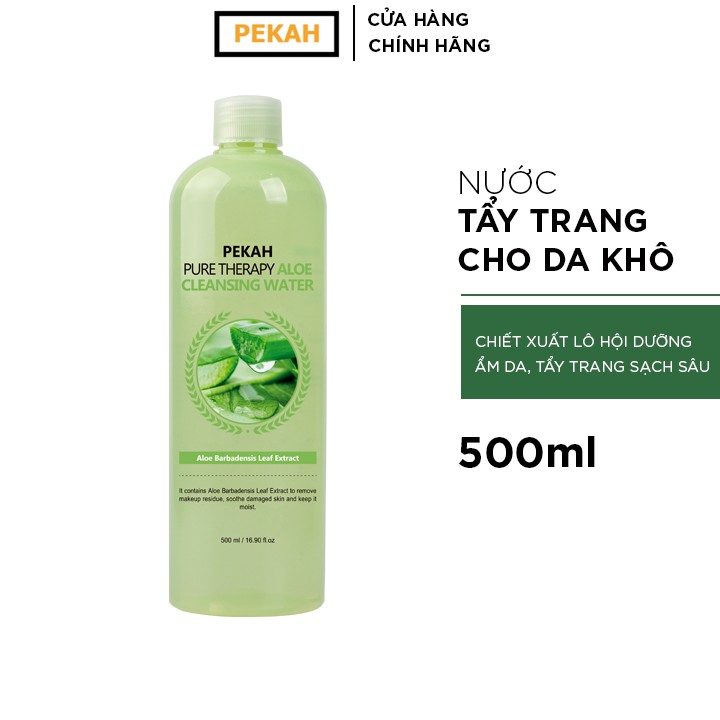 Nước Tẩy Trang Dưỡng Ẩm Da Khô PEKAH Pure Therapy Aloe Cleansing Water 500ml