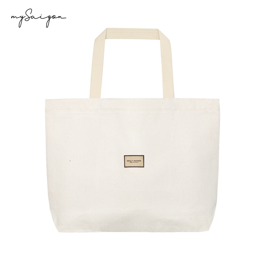 Túi Tote Vải Canvas Cao Cấp - Size lớn, Dây đeo không nhăn, Có khóa kéo, Ngăn phụ bên trong - My Saigon Ver 1