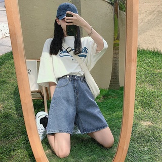 Quần short denim mỏng ống rộng lưng cao size lớn thời trang mùa hè dành cho nữ 2022