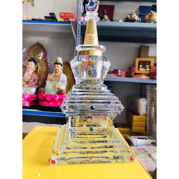 Tháp xá lợi pha lê cao 25cm