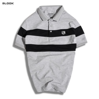 Áo polo nam slimfit BLOOK chất vải thun cá sấu co giãn sọc phối mã 32074 (HÌNH THẬT)