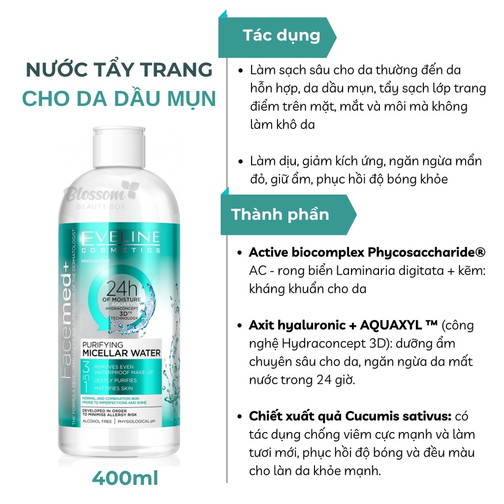 Tẩy trang micellar của Eveline dòng facemed 400ML