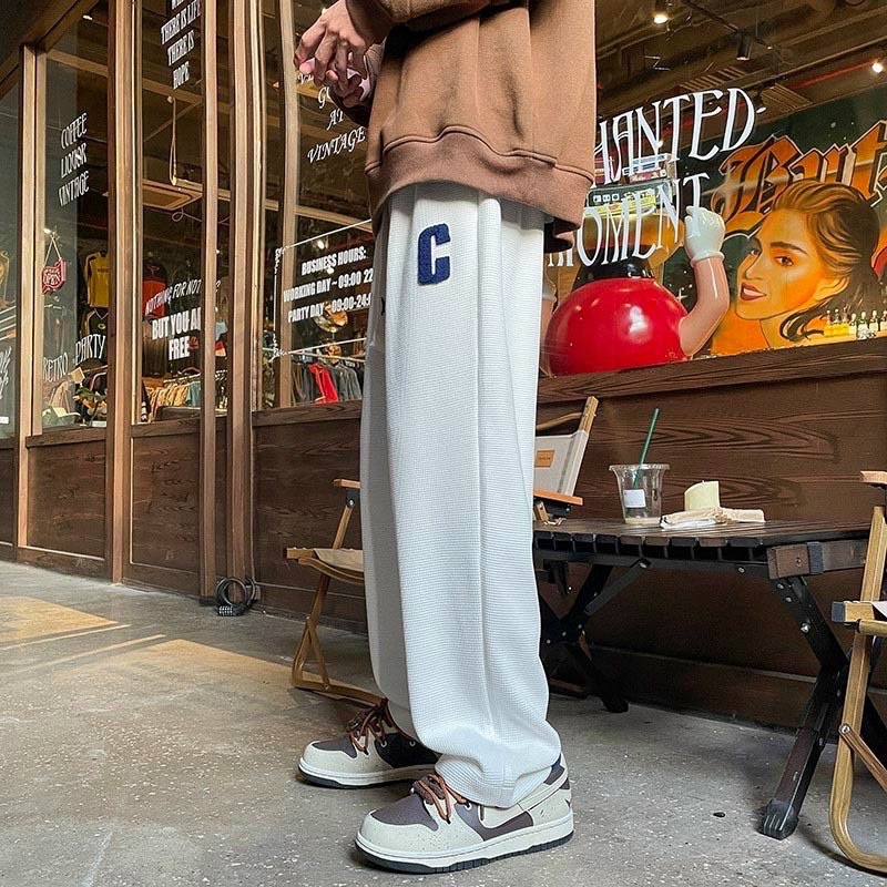 Quần Jogger Thể Thao Nam Nữ Ống Xuông Chữ C Chất Tổ Ong Quần Thể Thao Unisex Dày Dặn Phong Cách Mới