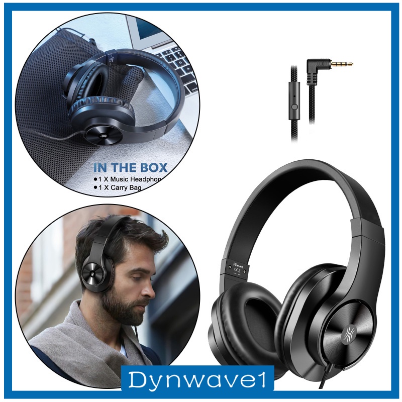 [DYNWAVE1] Wired Headphones Over Ear Headset w/ Microphone Stereo Bass Earphone