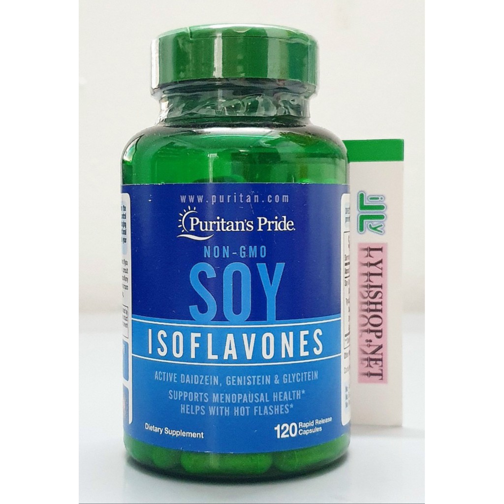 Date 12/24 - Puritan's Pride Soy Isoflavones 120 viên Tinh chất mầm đậu nành làm đẹp và bổ sung estrogen nội tiết nữ