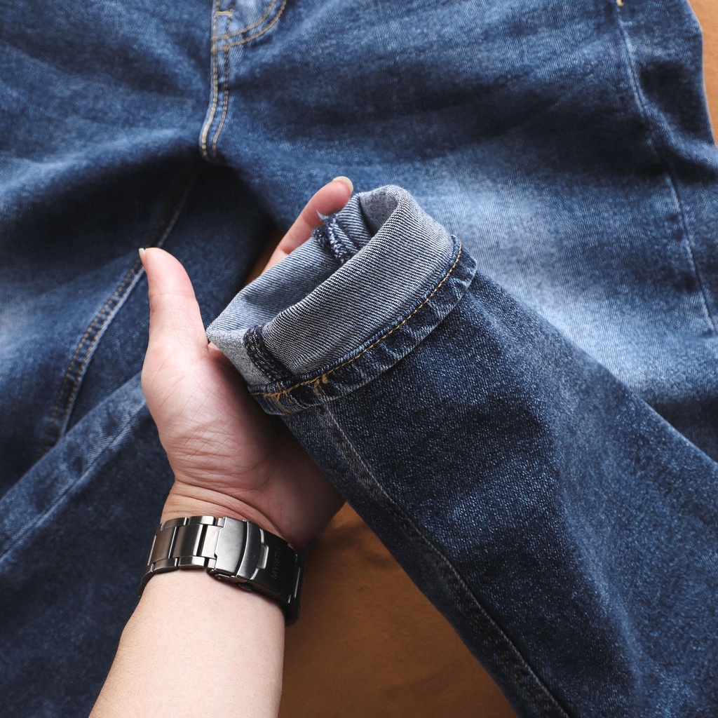Quần jean, quần bò nam LV dáng ôm màu xanh đậm wash basic QJ186 | Hẻm Store | BigBuy360 - bigbuy360.vn