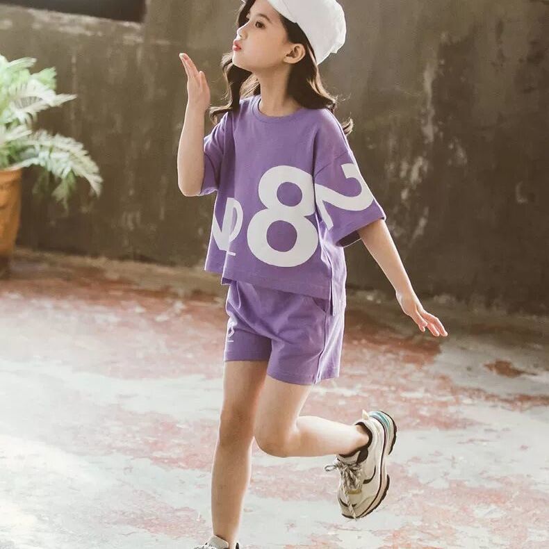 Bộ Đồ Thể Thao 2 Món Áo Thun Tay Ngắn Kiểu Hàn Quốc Thời Trang Mùa Hè 2022 Mới Cho Bé Gái