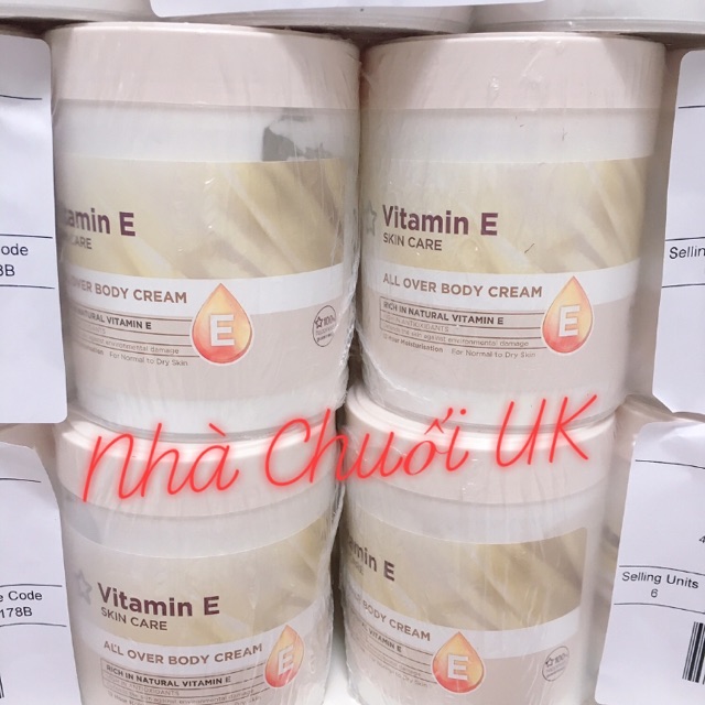 Dưỡng thể toàn thân cấp ẩm Vitamin E sản xuất tại Anh kem trắng all over body cream