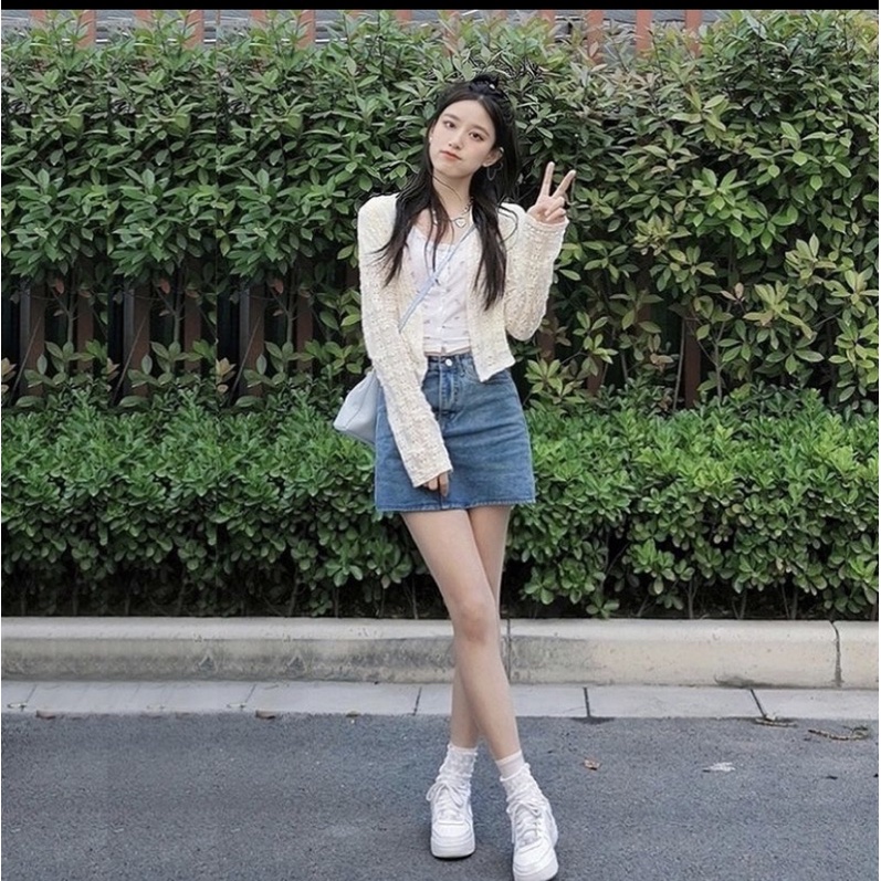 Áo khoác cardigan dài tay ren xuyên thấu 2021