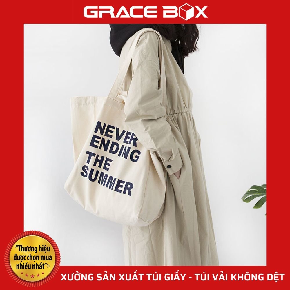 Túi Vải Canvas Bộ Sưu Tập &quot;Your Life&quot; Siêu Thị Bao Bì Grace Box