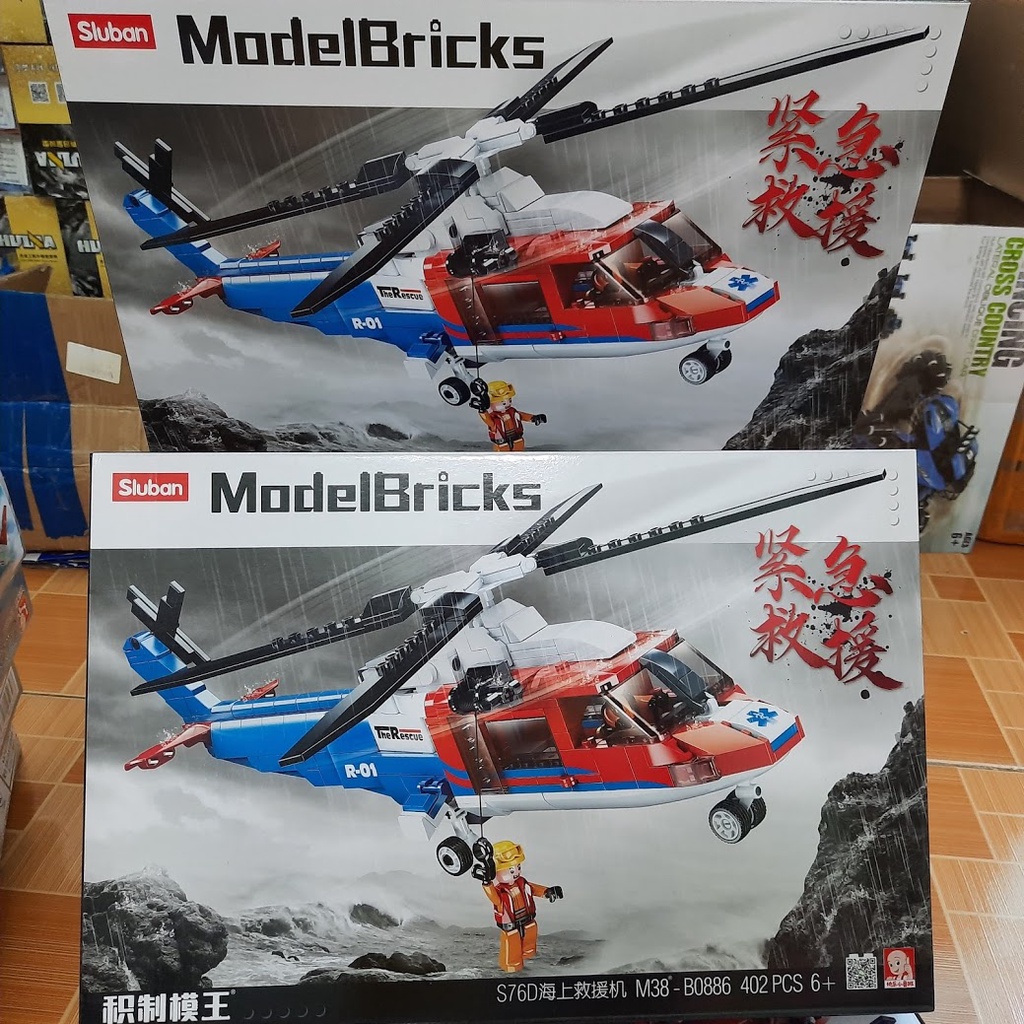Bộ lắp ghép lego mô hình máy bay trực thăng cứu hộ gồm 402 chi tiết M38-B0886
