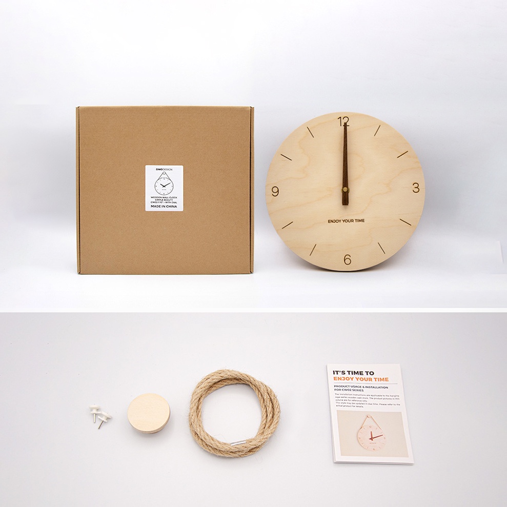 Đồng hồ treo tường bằng gỗ kim trôi yên tĩnh phong cách tối giản, đồng hồ treo tường trang trí phòng khách đẹp