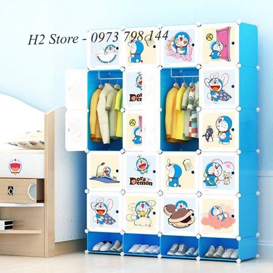 [RẺ NHẤT SHOPEE] TỦ NHỰA LẮP GHÉP 20 Ô + 4 GIÀY VÁCH XANH DƯƠNG ĐỂ QUẦN ÁO ĐA NĂNG THÔNG MINH sâu 47cm