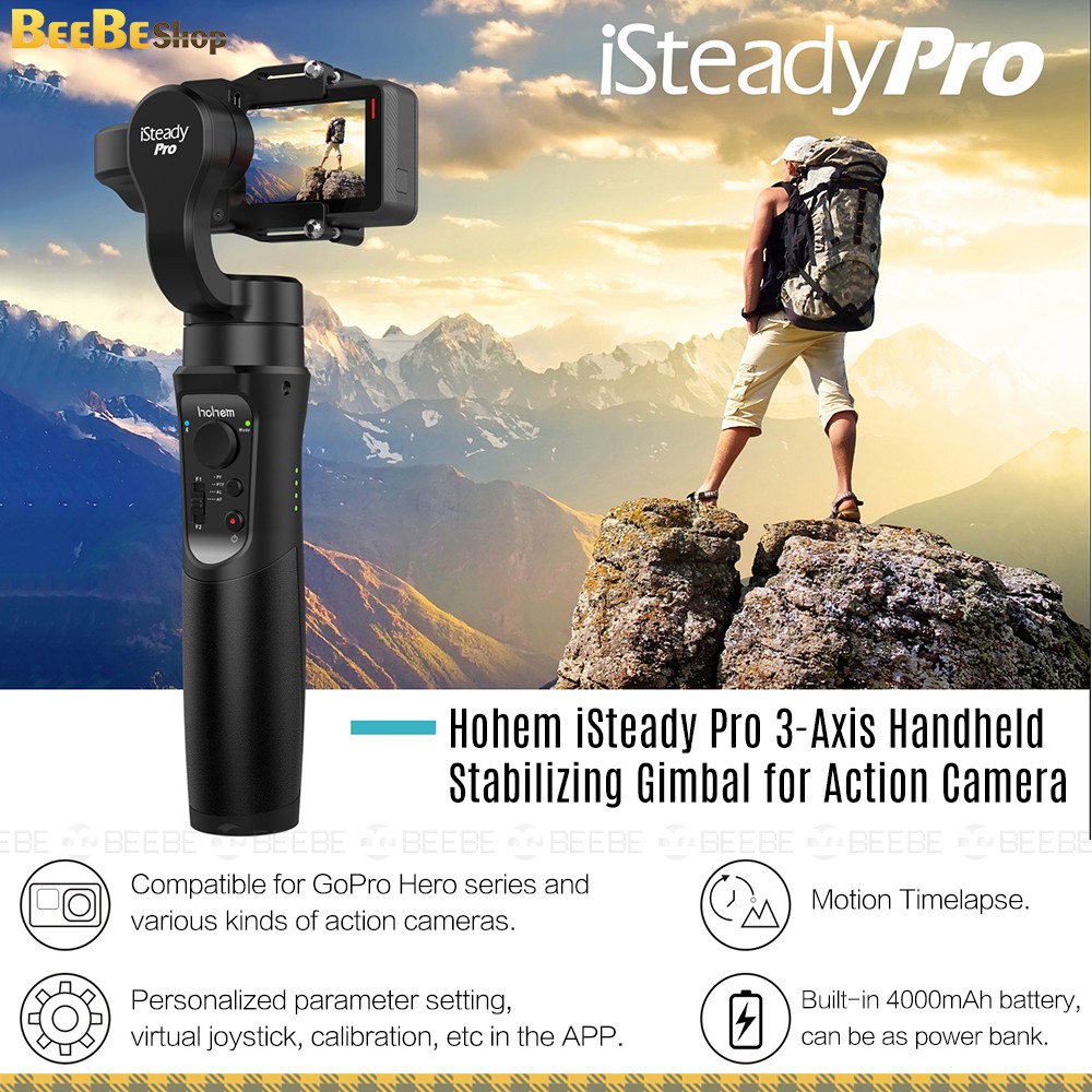 HOHEM iSteady Pro 3 - Gimbal Chống Rung Cho GoPro Hero, Camera Action, Chuẩn Chống Nước IPX4, Hoạt Động 12 Giờ, Kết Nối | BigBuy360 - bigbuy360.vn