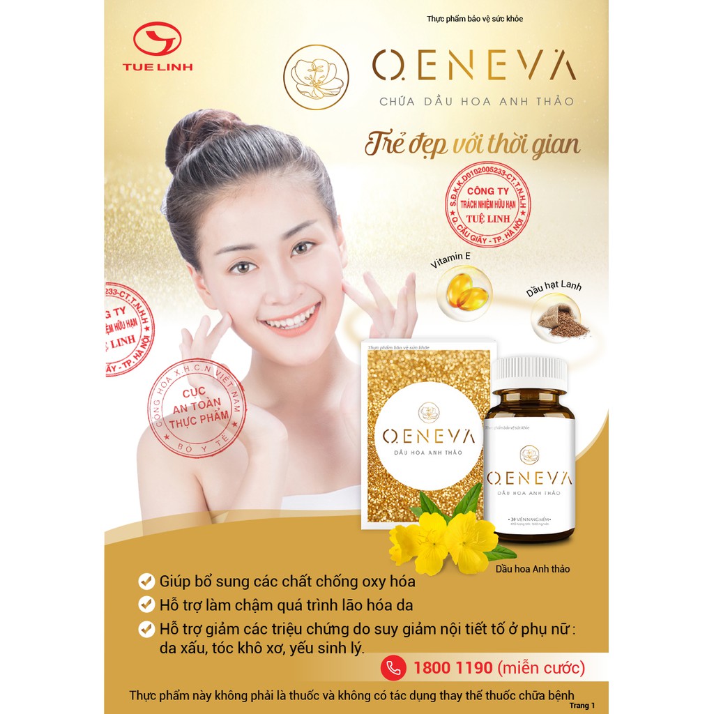 OenEva - Cân bằng nội tiết, giảm lão hóa từ Dầu hoa anh thảo Oeneva của Dược Tuệ Linh - đẹp da Oen Eva hộp 30 viên | BigBuy360 - bigbuy360.vn