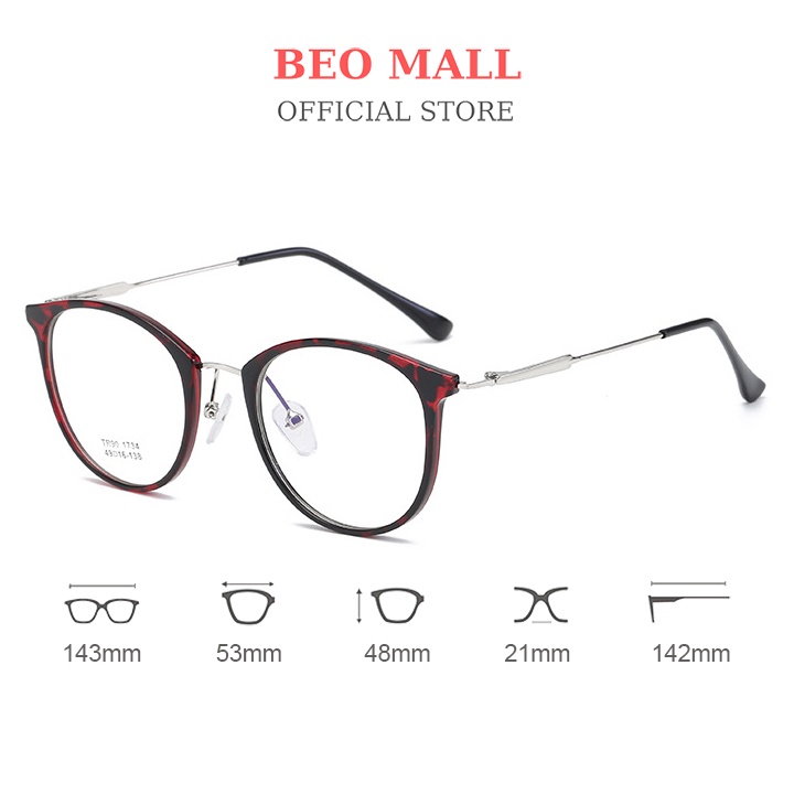 Mắt kính nữ gọng tròn BEOMALL thiết kế sang trọng nhiều màu sắc tạo ra cảm giác sang chảnh nhất 1734