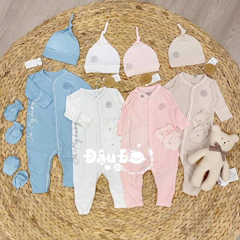 [HRNEE]-Body dài lật bao tay chân (0-3M đến 6-9M)