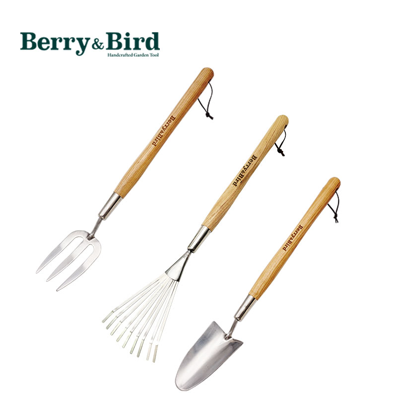 Hoa nhỏ màu trắng trung gian cầm xẻng nhỏ ngã ba cây thông trồng làm sạch Lá Rụng bb làm vườn BerryBird công cụ