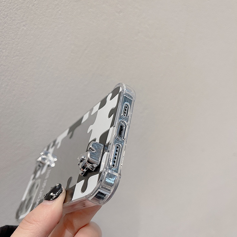 Ốp lưng gương kèm gấu bạc siêu xinh dành cho nhiều dòng máy của Iphone/samsung/oppo/realme/xiaomi/vivo