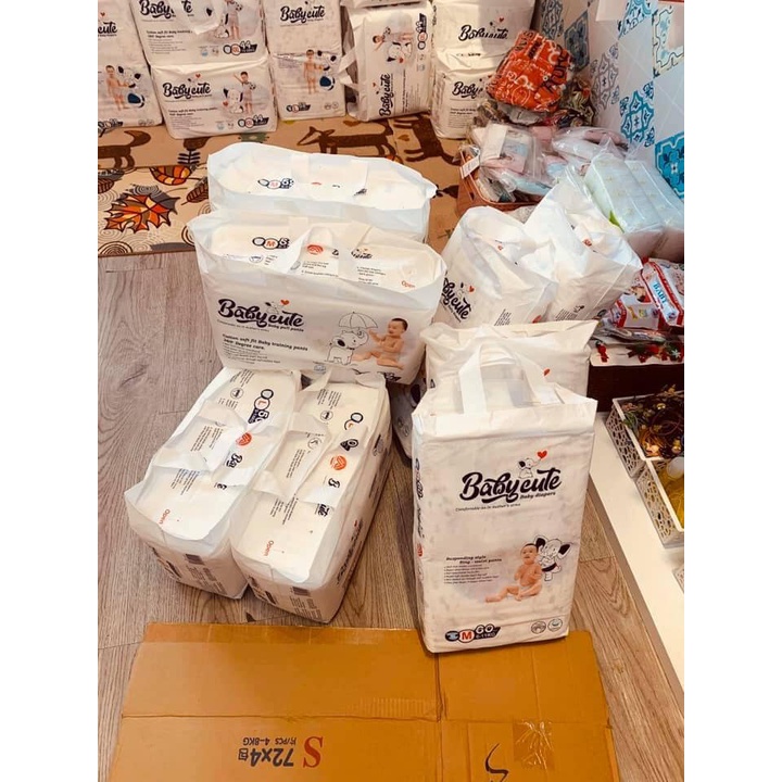 Bỉm Quần/Dán Baby Cute size (NB82-S72-M60-M52-M52-L50-XL46-XXL44