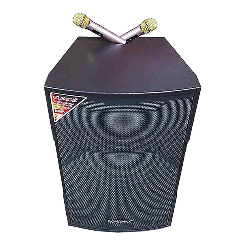 Loa kéo Ronamax công suất 1000W, MR18 loa karaoke di động thùng gỗ bass loa 5 tấc kèm 2 micro UHF cực hay