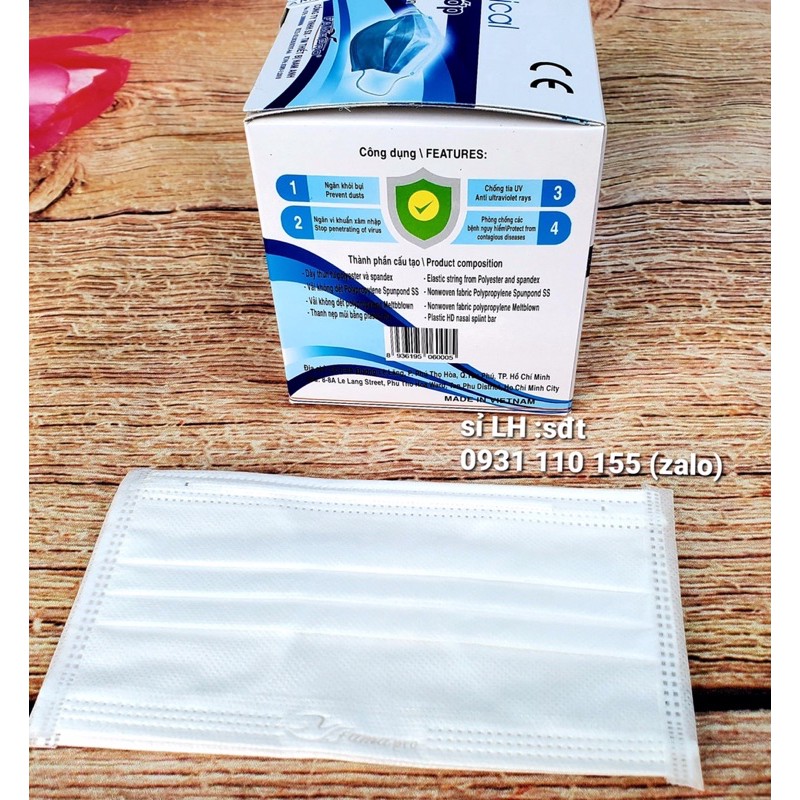 ✅(Hộp 50 cái) khẩu trang y tế 4 lớp giấy kháng khuẩn 4U Famapro màu trắng