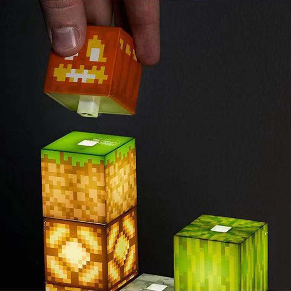 Đèn ngủ để bàn hình Minecraft sạc USB trang trí nhà cửa