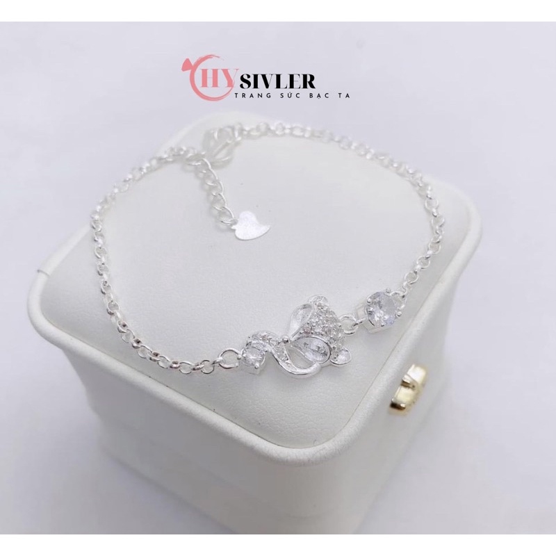 Lắc tay bạc ta hồ ly đính đá lắc tay họng mo dày dặn lắc tay nữ bạc thật