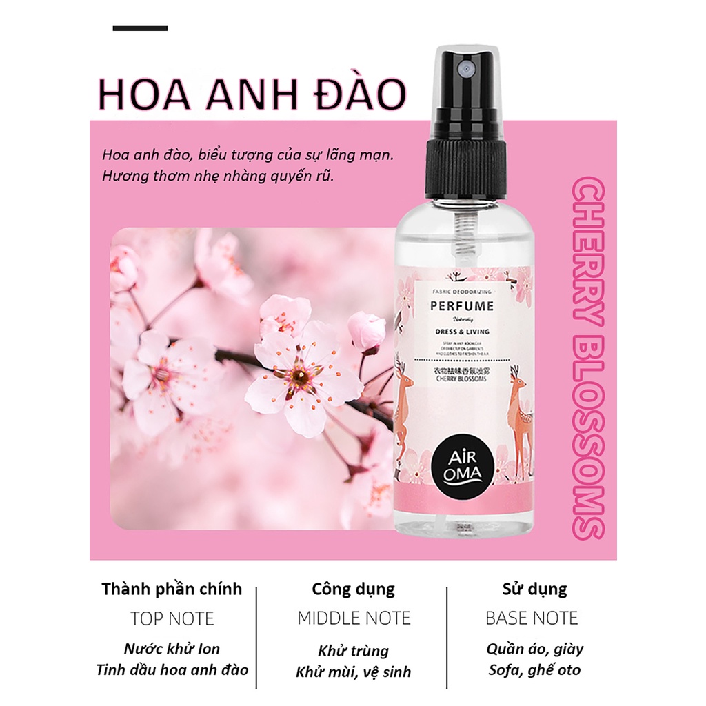 Xịt khử mùi, khử trùng Air Oma xịt thơm làm mát không khí mùi thơm nhẹ
