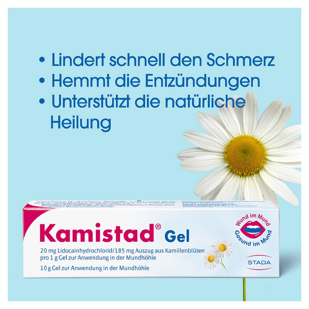 Gel Bôi Nhiệt Miệng Kamistad - Giảm Đau Lỡ Niêm Mạc Miệng, Lưỡi, Hỗ Trợ Sưng Nứu Răng, Nha Chu