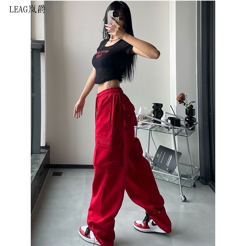 Quần Yếm Thể Thao Ống Rộng Thêu Họa Tiết Phong Cách Hip Hop Đường Phố Cho Nữ