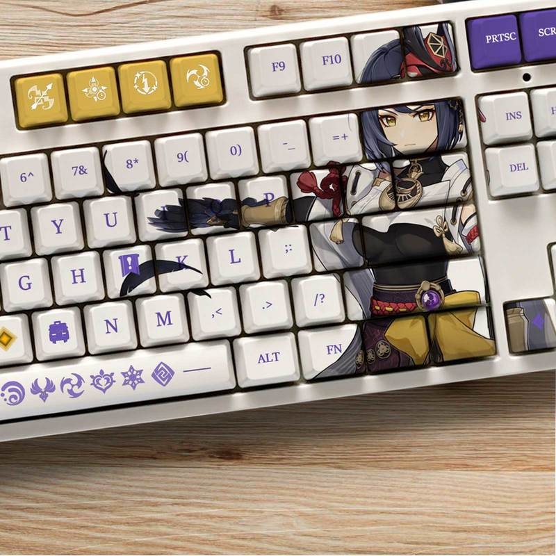 Kujo Sara Keycap Genshin Impact Keycap Hồ sơ OEM PBT Thuốc nhuộm thăng hoa Bàn phím cơ học Keycap Anime Cá nhân hóa Keycap 108 phím